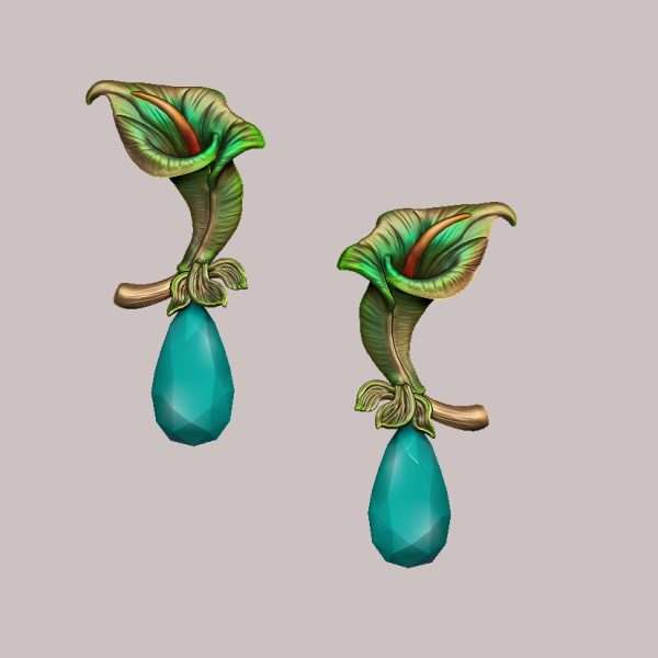 PENDIENTES LIRIO SOLITARIO COLOR suave